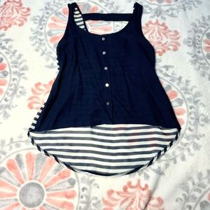 Zenana Outfitters Hi Lo Striped Tank Blouse